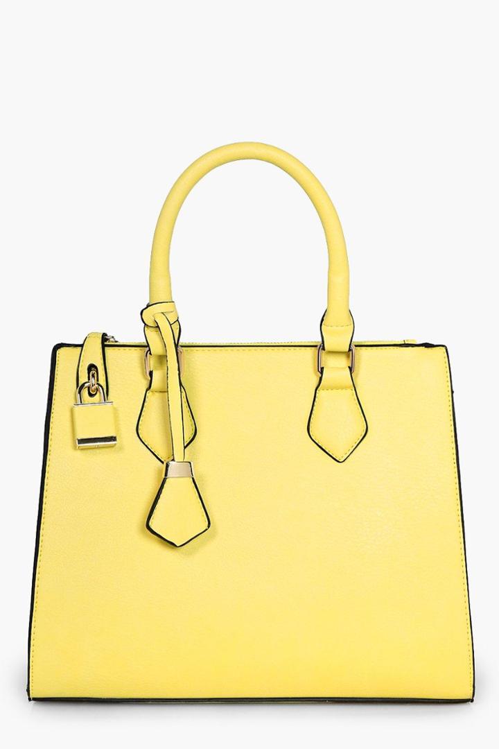 Boohoo Lily Structured Tote Day Bag Yellow