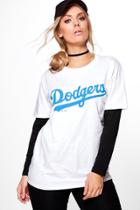 Boohoo Plus Cara Dodgers Sports Tee White