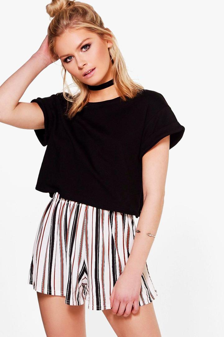 Boohoo Jenni Stripe Jersey Flippy Shorts Multi