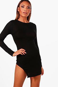 Boohoo Sky Extreme Split Long Sleeve Bodycon Dress