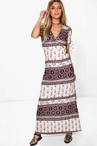 Boohoo Amy Elephant Printed Cold Shoulder Maxi Dress