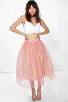 Boohoo Boutique Aya Tulle Full Midi Skirt Blush