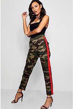 Boohoo Side Stripe Camo Cargo Trousers