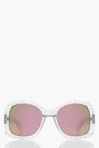 Boohoo Nancy Oversized Glitter Frame Sunglasses