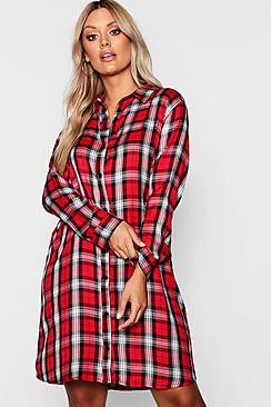 Boohoo Plus Tartan Check Shirt Dress