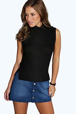 Boohoo Petite Ruth Roll Neck Knitted Top