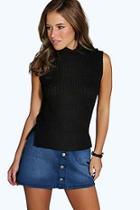 Boohoo Petite Ruth Roll Neck Knitted Top