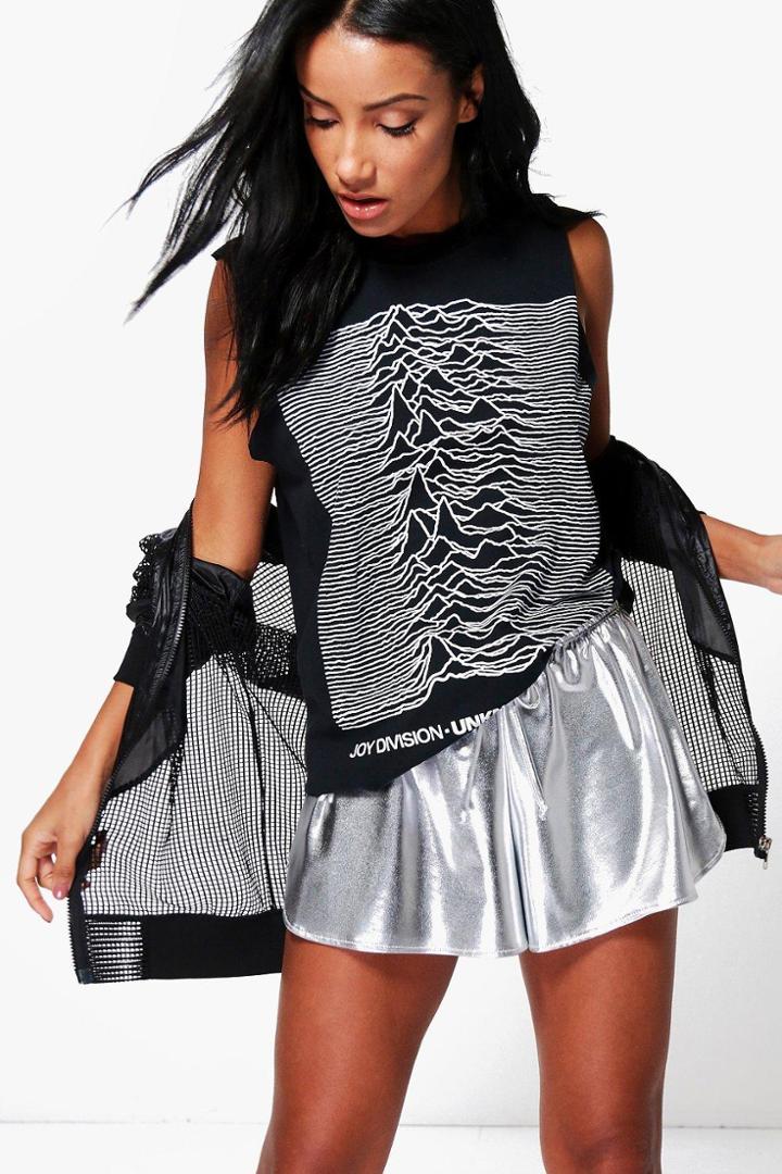 Boohoo Jennifer Joy Division Band Sleeveless Tee Black