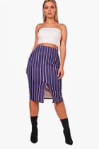 Boohoo Plus Katy Bold Stripe Midi Skirt