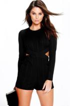 Boohoo Halen Bandage Cross Front Playsuit Black