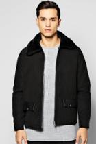 Boohoo Wool Look Melton Harrington Jacket Black