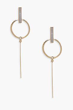 Boohoo Jen Stone Circle And Bar Earrings