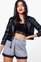 Boohoo Laura Dogtooth Belted Shorts