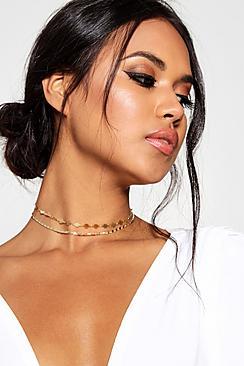 Boohoo Poppy Floral & Flat Chain Choker 2 Pack