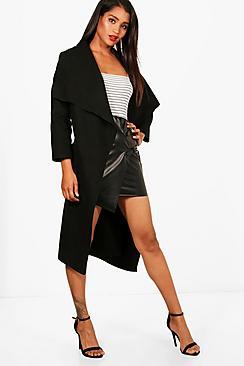 Boohoo Luna Belted Waterfall Coat