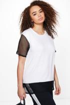 Boohoo Plus Hollie Oversized Mesh T-shirt White