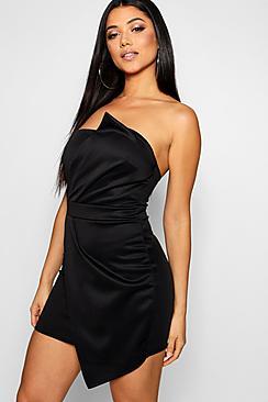 Boohoo Bandeau Wrap Detail Bodycon Dress