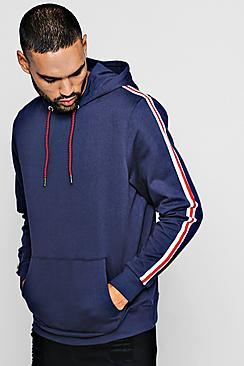 Boohoo Fleece Hoodie With Side Tape Detail