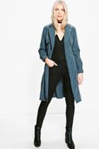 Boohoo Annabelle Woven Trench Charcoal