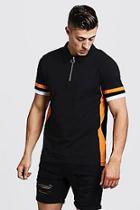 Boohoo Zip Through Polo With Side Colour Block