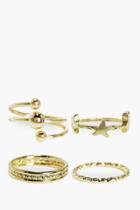 Boohoo Niamh Star & Textured Ring Pack Gold