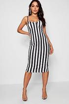Boohoo Caroline Bustie Detail Stripe Midi Dress