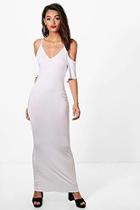 Boohoo Georgina Cold Shoulder Frill Maxi Dress