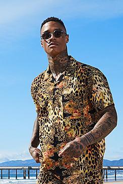 Boohoo Animal Print Revere Relaxed Shirt