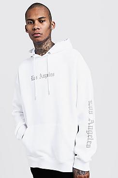 Boohoo Los Angeles Reflective Print Oversized Hoodie