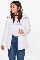 Boohoo Victoria High Neck Quilted Jacket White