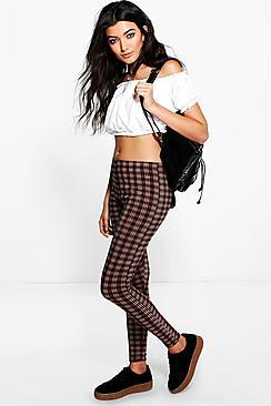 Boohoo Madison Tonal Tartan Check Disco Leggings