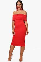 Boohoo Plus Katie Off The Shoulder Midi Dress