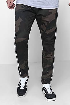 Boohoo Camo Trousers With Side Piping Detail