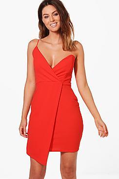 Boohoo Julia One Shoulder Wrap Bodycon Dress