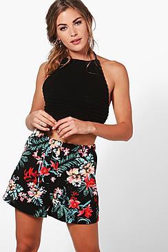 Boohoo Charlotte Tropical Print Shorts