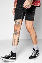 Boohoo Black Acid Wash Skinny Fit Denim Shorts