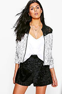 Boohoo Harriet Boutique Corded Lace Contrast Yoke Bomber