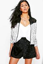Boohoo Harriet Boutique Corded Lace Contrast Yoke Bomber