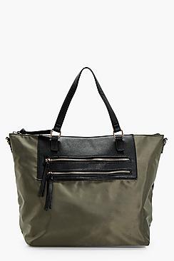 Boohoo Kate Double Zip Nylon Shopper