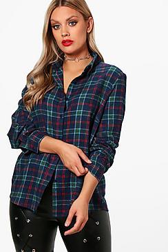 Boohoo Plus Annie Checked Oversized Shirt