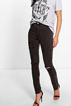 Boohoo Esme Distressed High Rise Tube Jeans