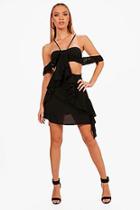Boohoo Veronique Ruffle Cutout Dress