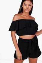 Boohoo Harriet Off Shoulder Crop & Shorts Co-ord
