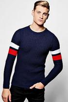 Boohoo Muscle Fit Contrast Arm Band Ribbed Jumper
