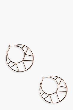 Boohoo Leila Geo Cut Out Hoop Earrings
