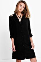 Boohoo Saraza Cut Out Detail Shirt Dress Black