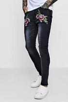 Boohoo Super Skinny Jeans With Floral Rose Embroidery