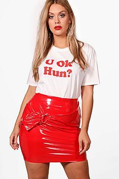 Boohoo Plus Hana D Ring Tie Detail Mini Skirt