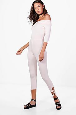 Boohoo Tall Zoe Off Shoulder Lounge Jumpsuit