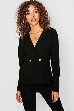 Boohoo Peplum Double Breasted Blazer